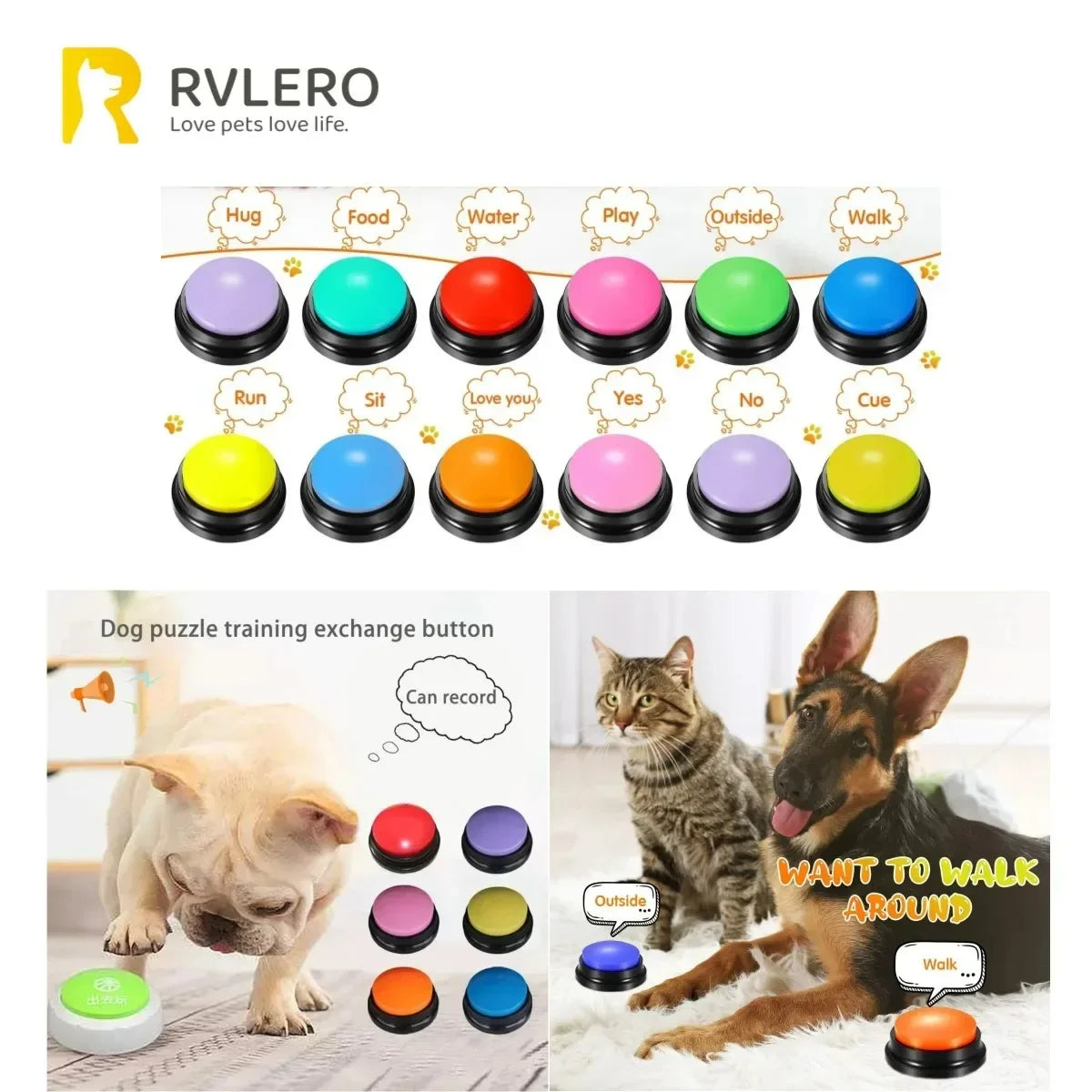 Dog Buttons Voice Recording for Pet Training