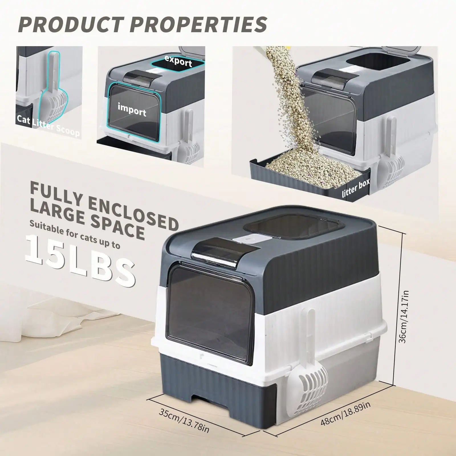 Fully Enclosed Cat Litter Box.