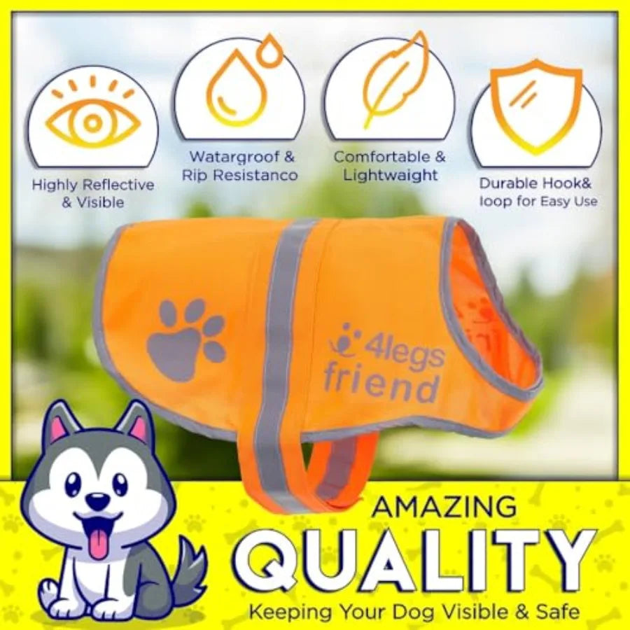 Reflective Blaze Orange Dog Vest Hi-Visibility Waterproof