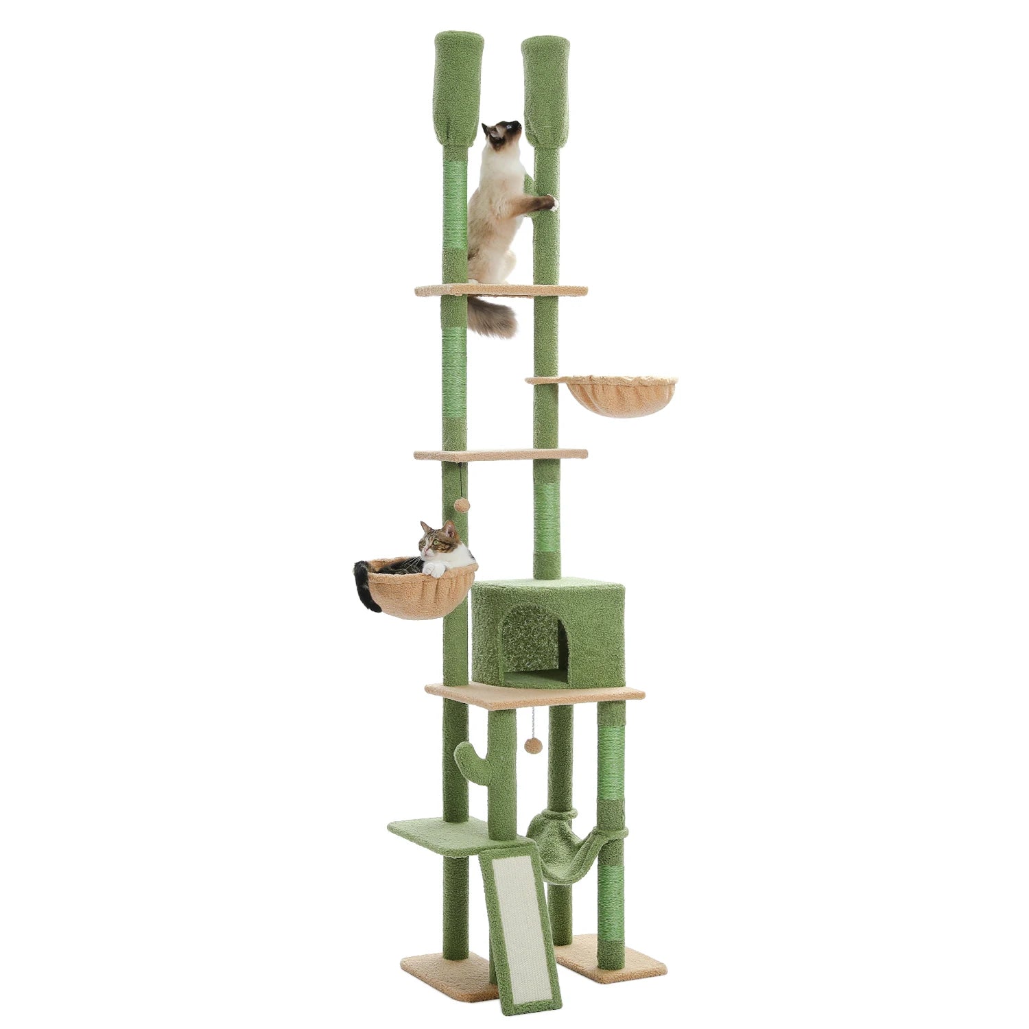 Cactus Cat Tree Tower 7 Tiers with Hammocks and Condos