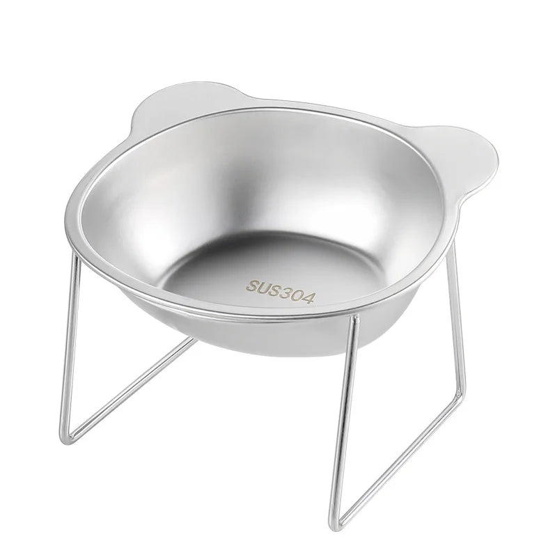 Stainless Steel Elevated Pet Bowl: Angled Tilted Feeder & Heat-Resistant.