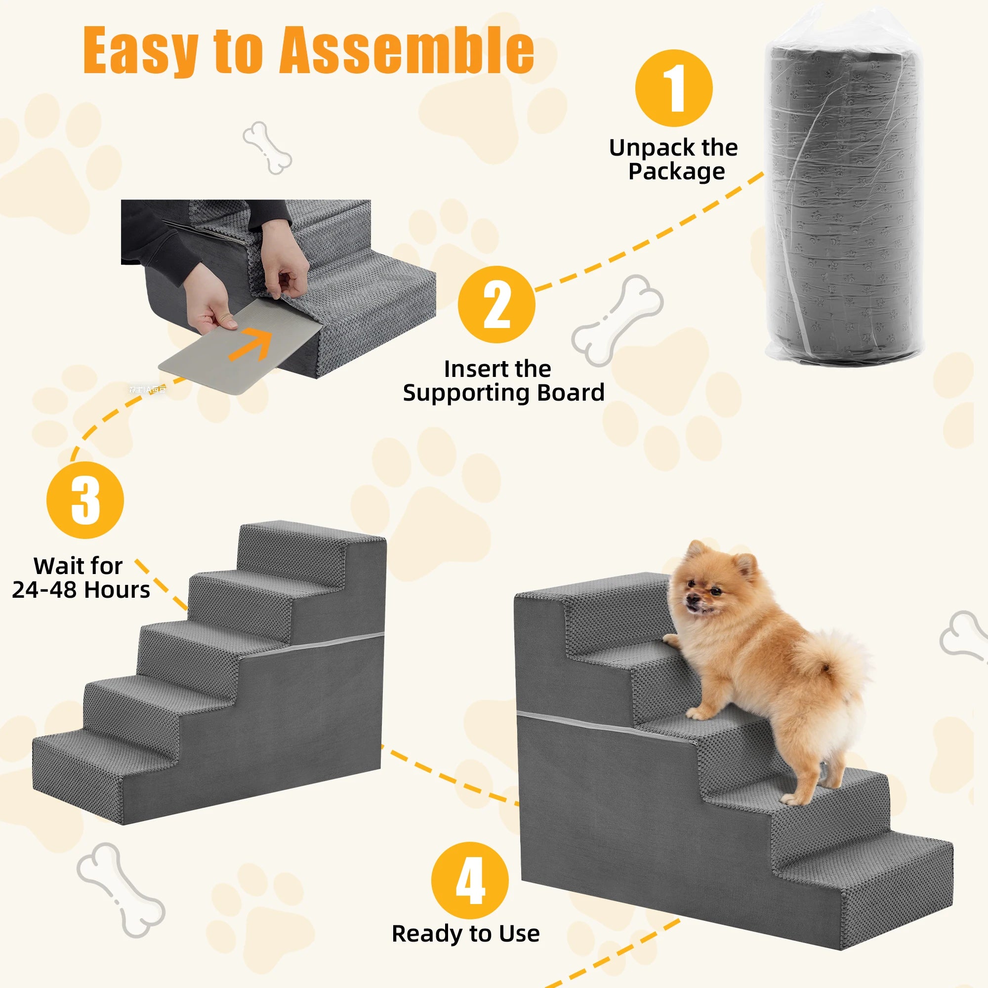 Right Angled Foam Dog Stairs Ramp for Small Dogs