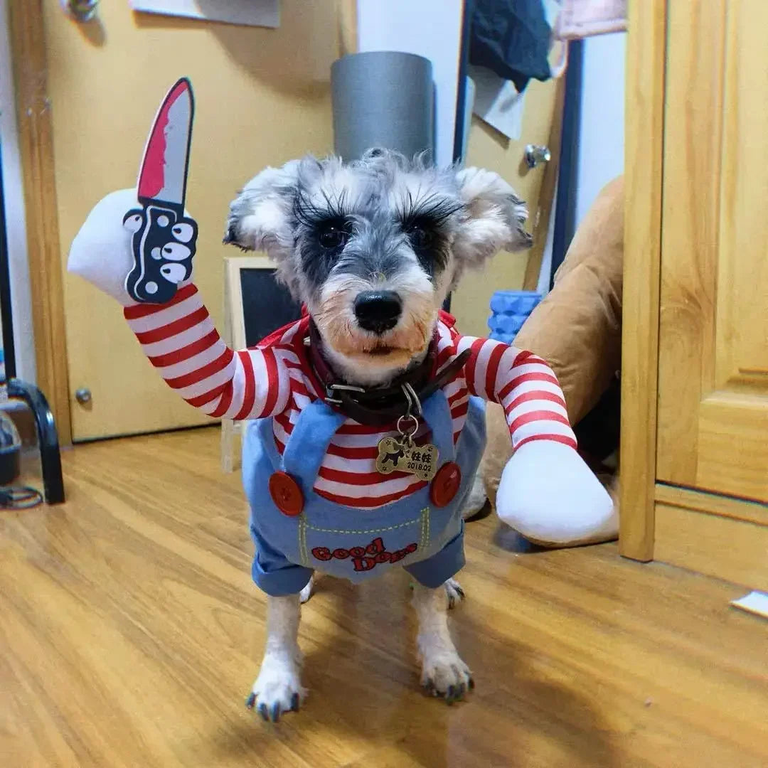 Sweatshirt & Overalls for Halloween Horror Movie Chucky for Small & Medium Dogs.