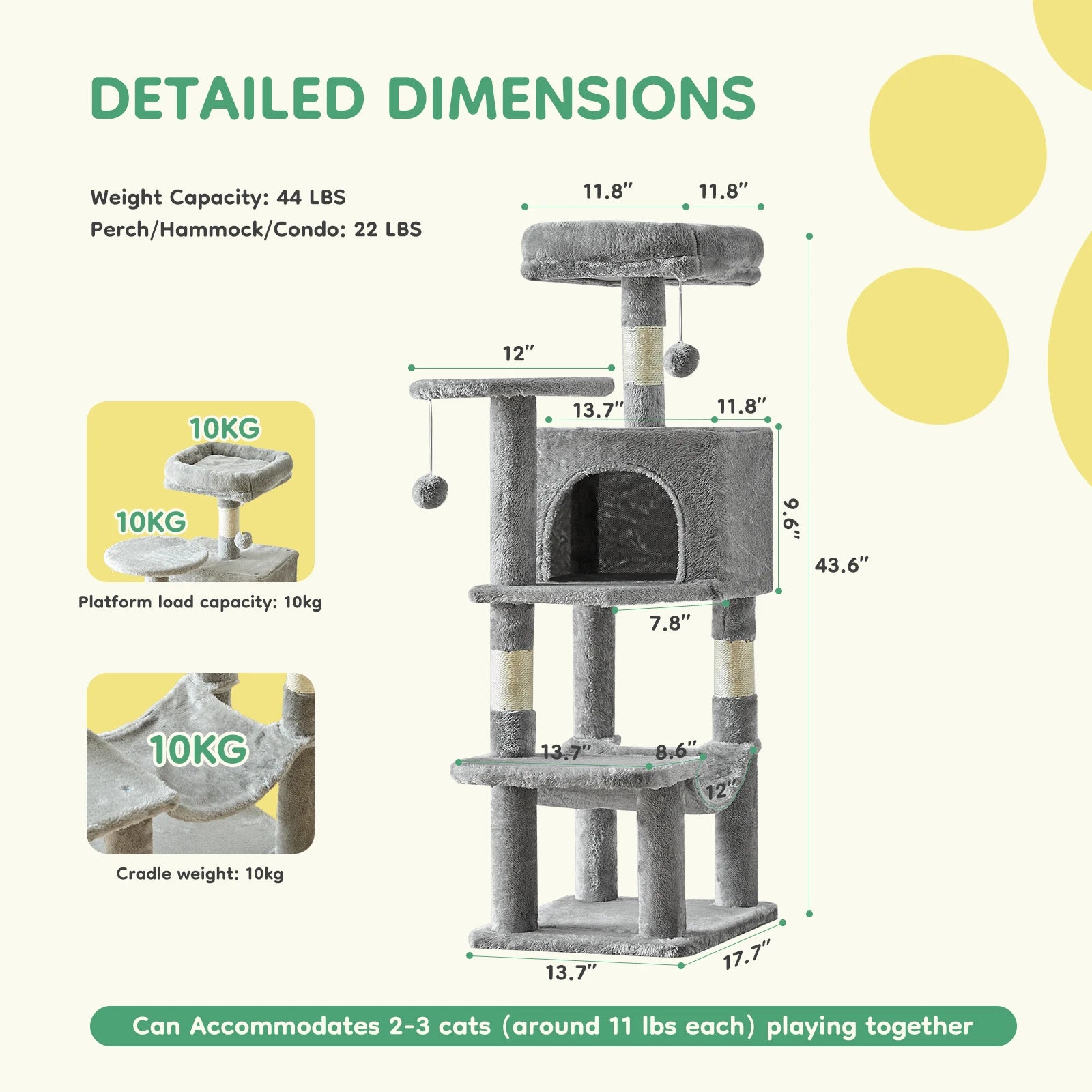 Cat Tree Tower for Indoor Cats with Scratching Posts