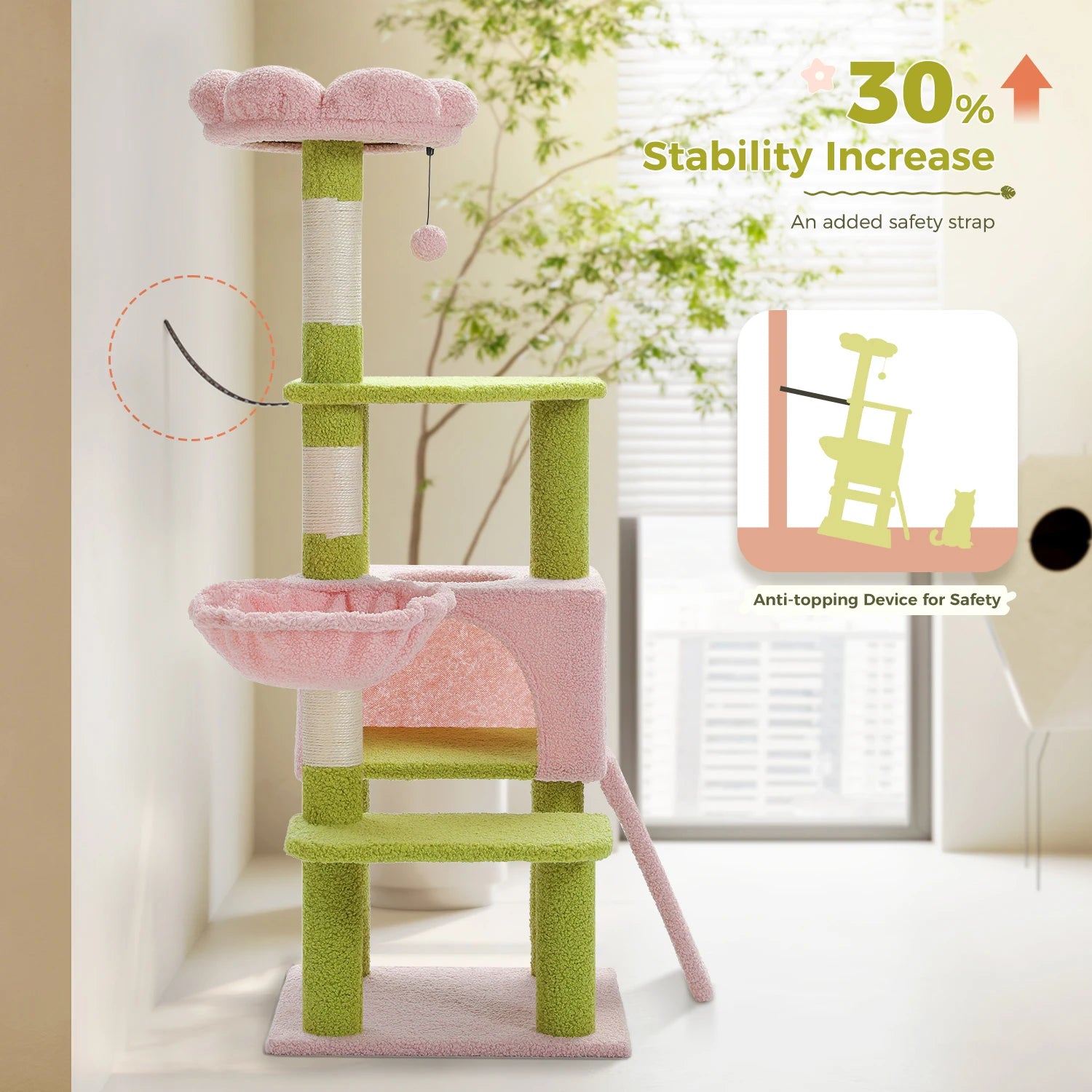 Flower Cat Tree Condo with Scratching Posts and Top Perch