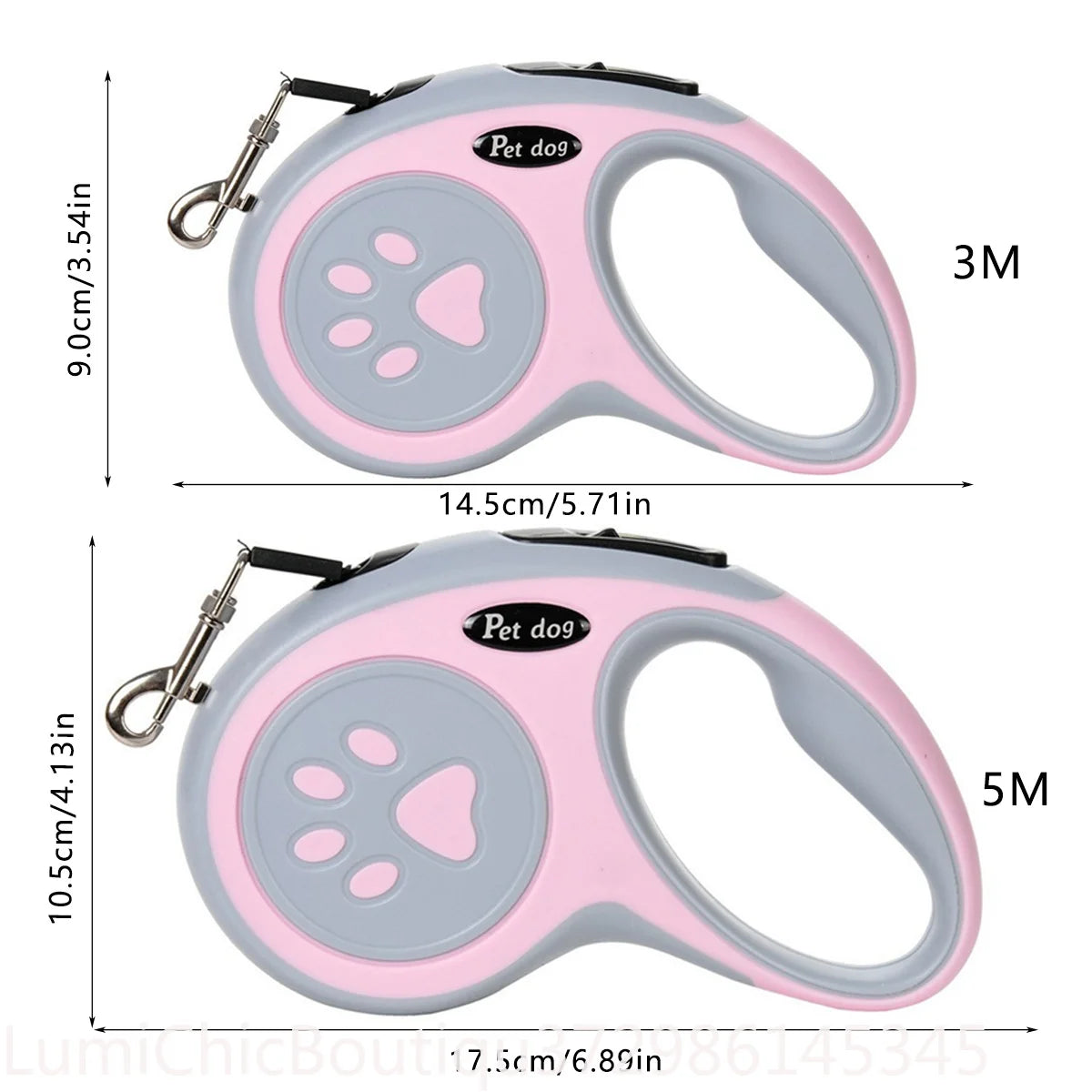 3M5M Strong Retractable Nylon Dog Leash